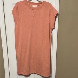 Organically Grown Cotton Blend Coral Oversized Shirt Dress Size Large